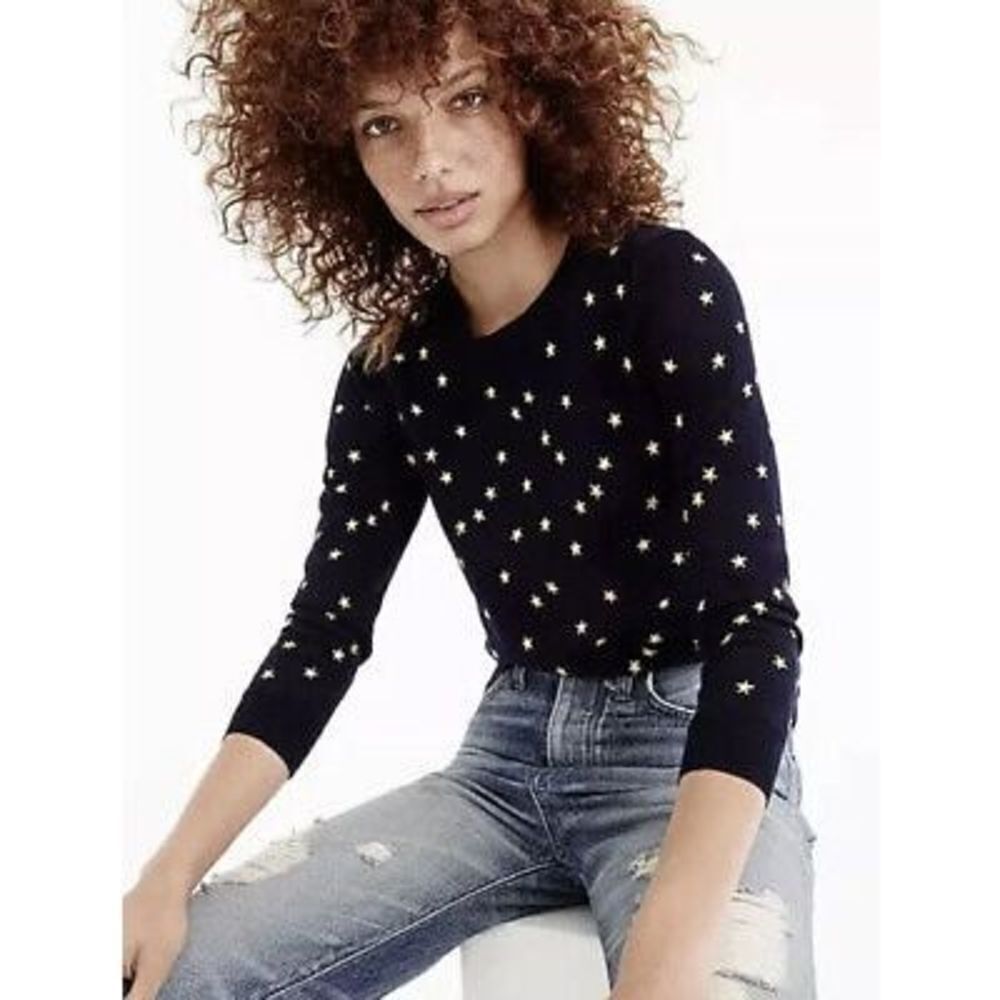 JCrew Tippi Sweater In Embroidered Stars, XS